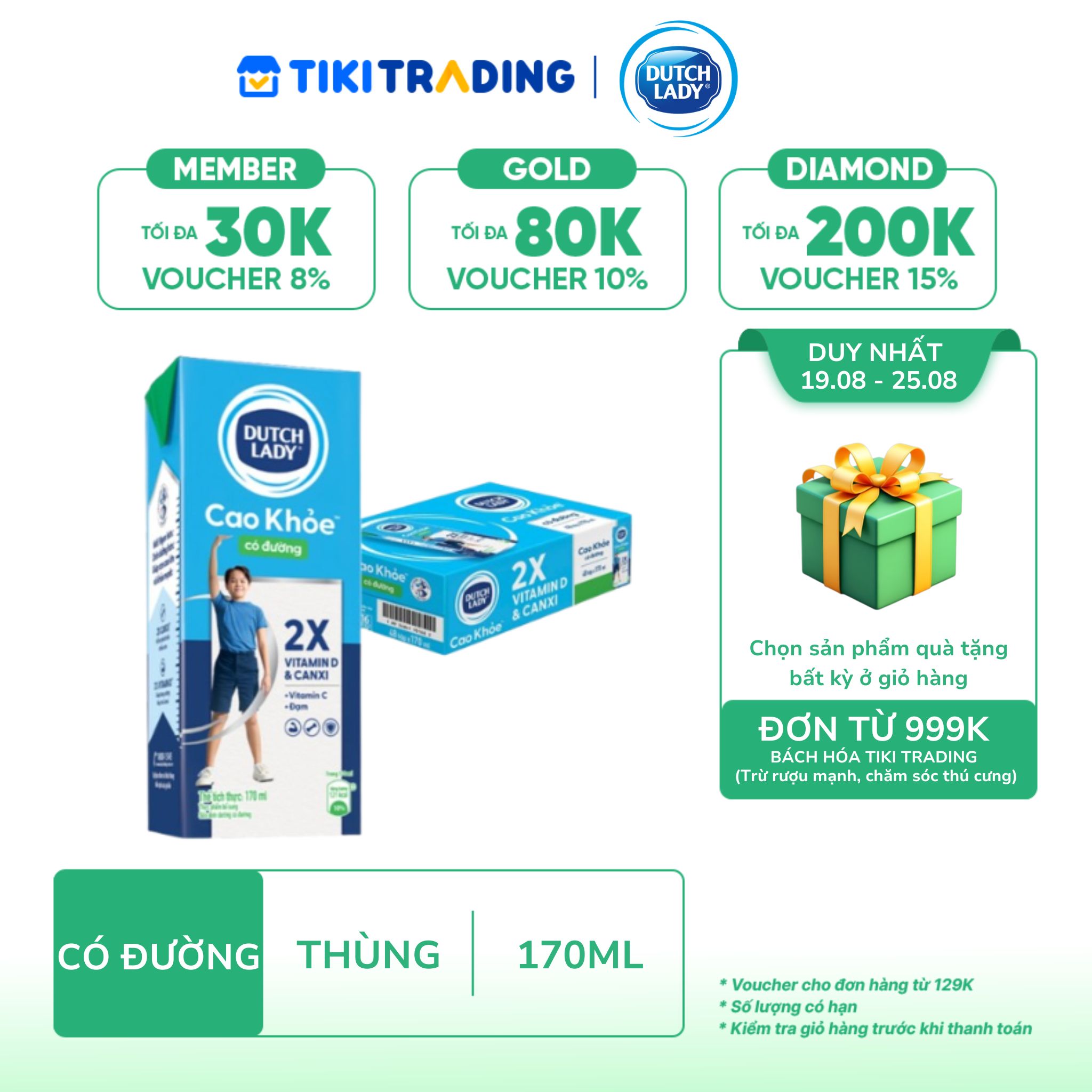 Thùng 48 Hộp Sữa Uống Dutch Lady Cô Gái Hà Lan Có Đường Cao Khỏe (48X170ml)