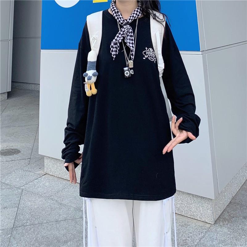Áo Thun Tay Dài Unisex GẤU ĐĨA BAY Thu Đông Ulzzang