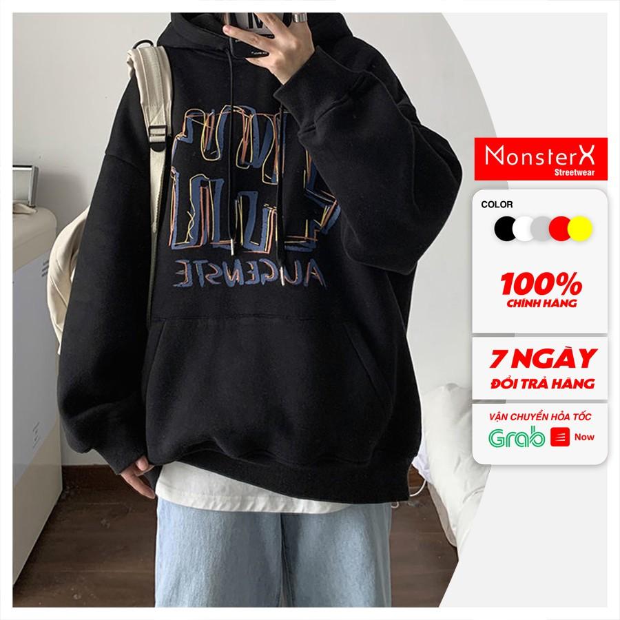 Áo mũ Hoodie Unisex MonsterX Bánh Răng form rộng 5 màu nỉ bông cặp đôi nam nữ Oversize Ulzzang thu đông