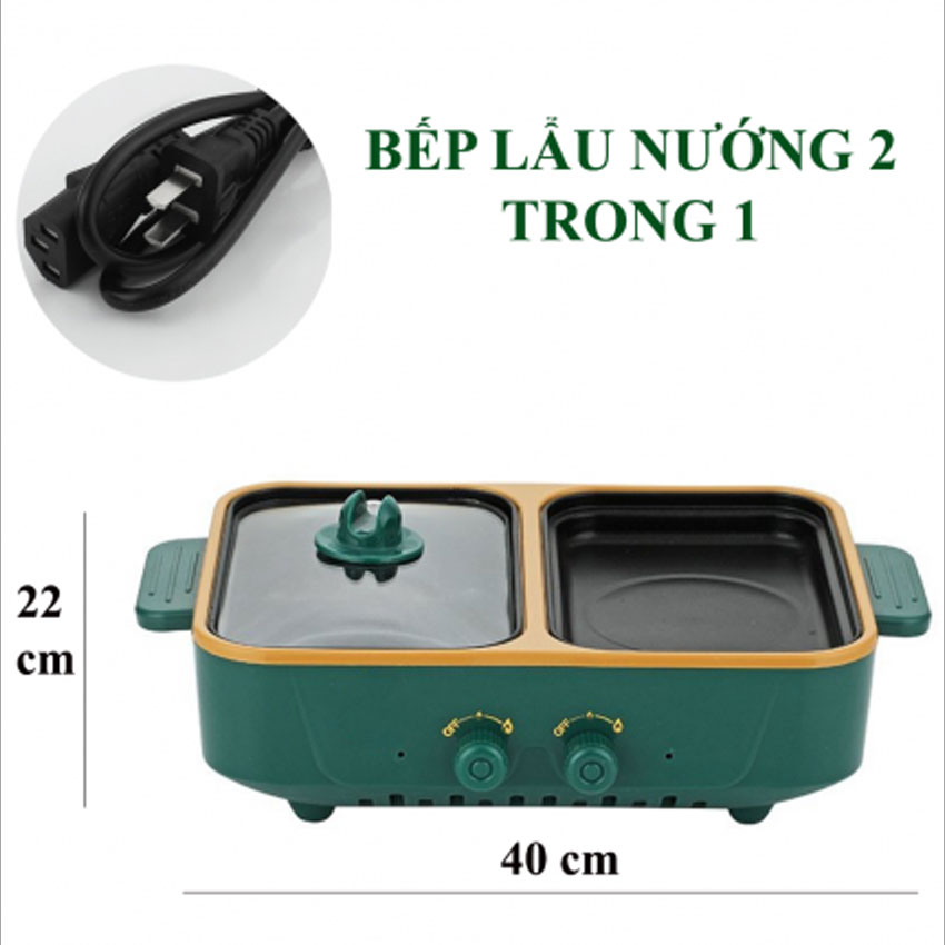 Bếp nướng lẩu điện 2in1 2 ngăn đa năng