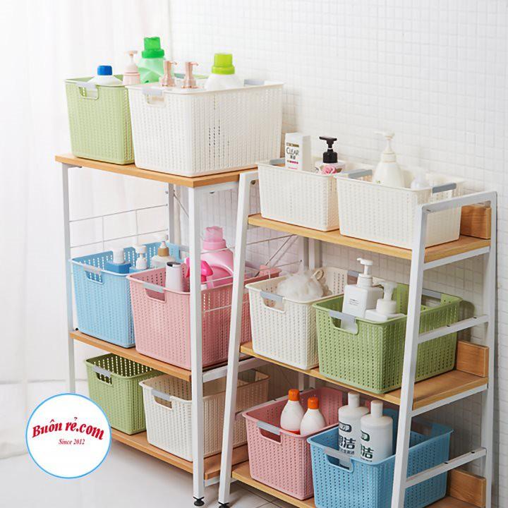 Rổ đan mây đựng đồ đa năng 3 size nhựa Việt Nhật , Giỏ đựng quần áo, dụng cụ nhà bếp -br01262