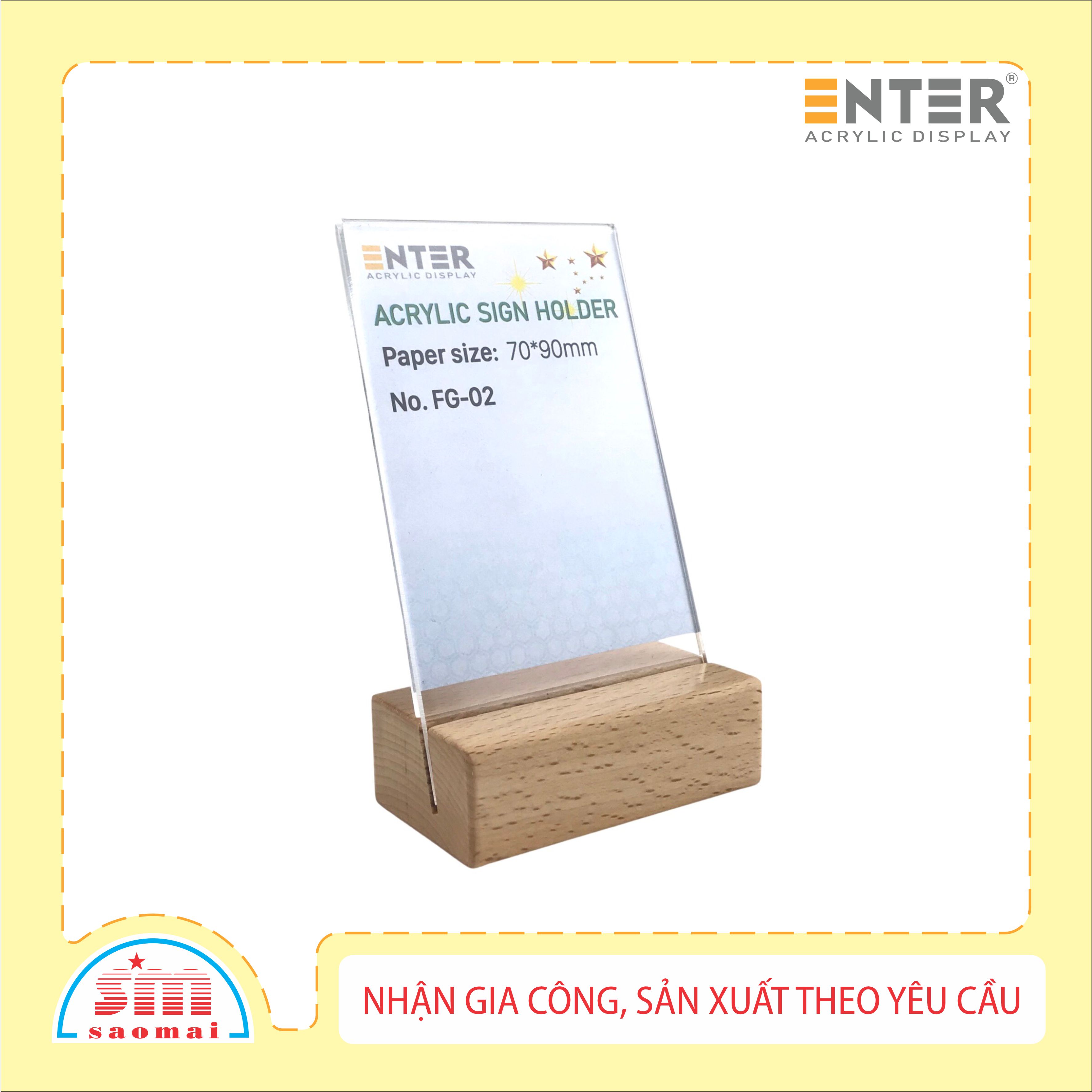 Kệ 1 mặt mica Enter đế gỗ FG-02