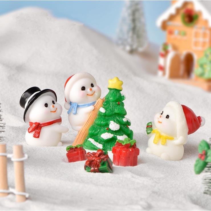 Mô hình người tuyết, ông già Noel chui ống khói cho các bạn trang trí tiểu cảnh Giáng Sinh, DIY
