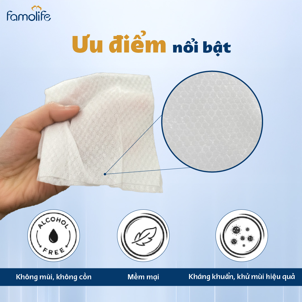 [MUA 8 TẶNG 1] COMBO 2 Khăn ướt Famolife 100 tờ không mùi mềm mịn, dưỡng ẩm vệ sinh cho người lớn