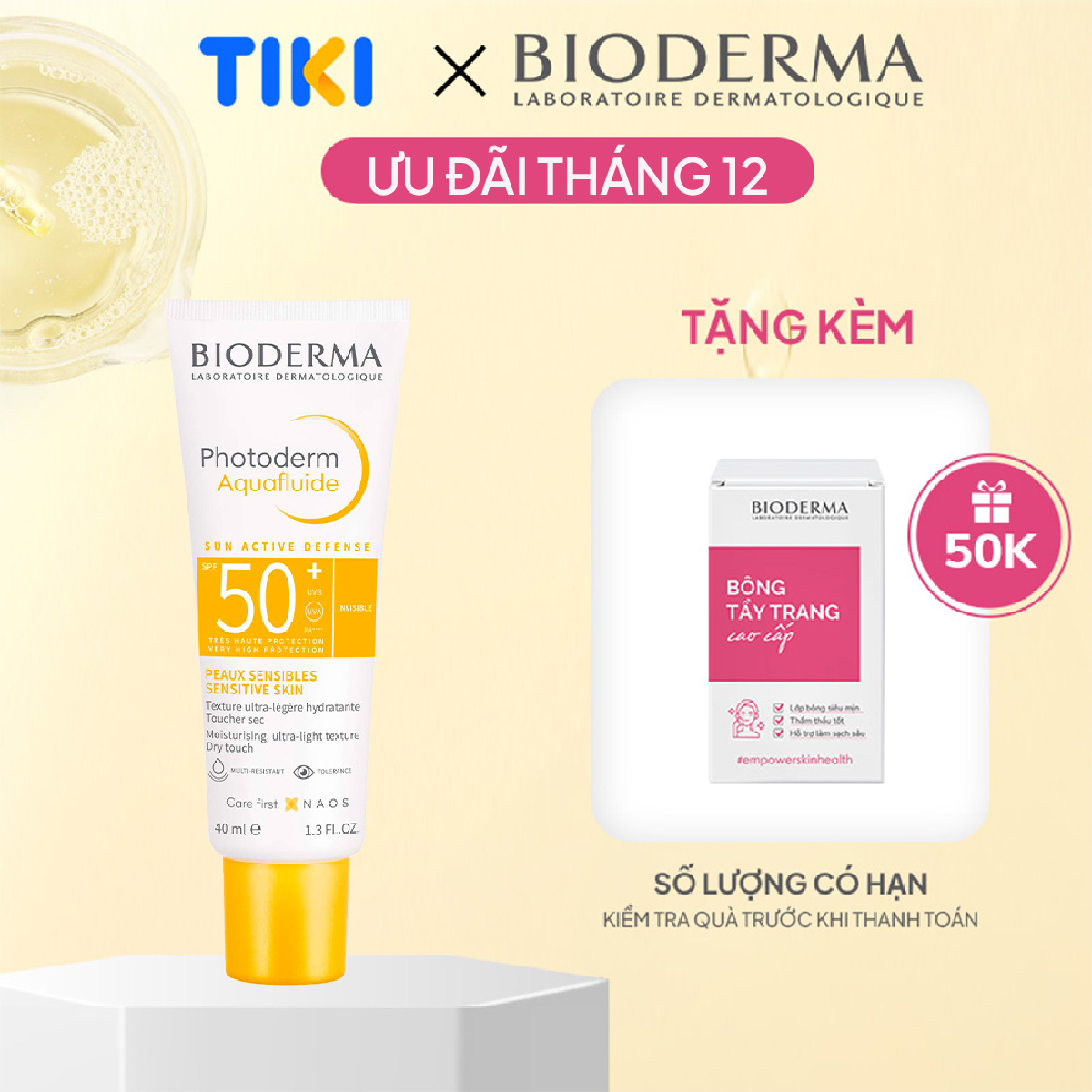 Kem Chống Nắng Giảm Bóng Nhờn Cho Mọi Loại Da Photoderm Aquafluide Spf 50 - 40Ml Không Màu