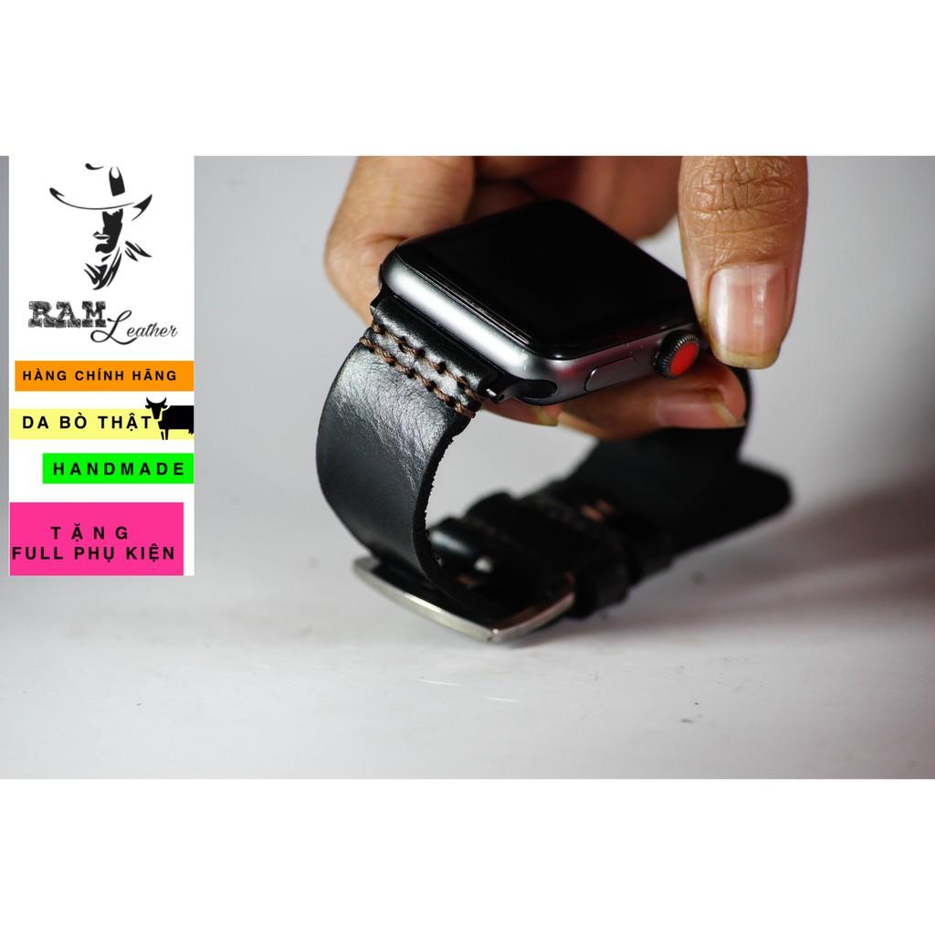 Dây đồng hồ RAM Leather da bò handmade - RAM simple đen 2021