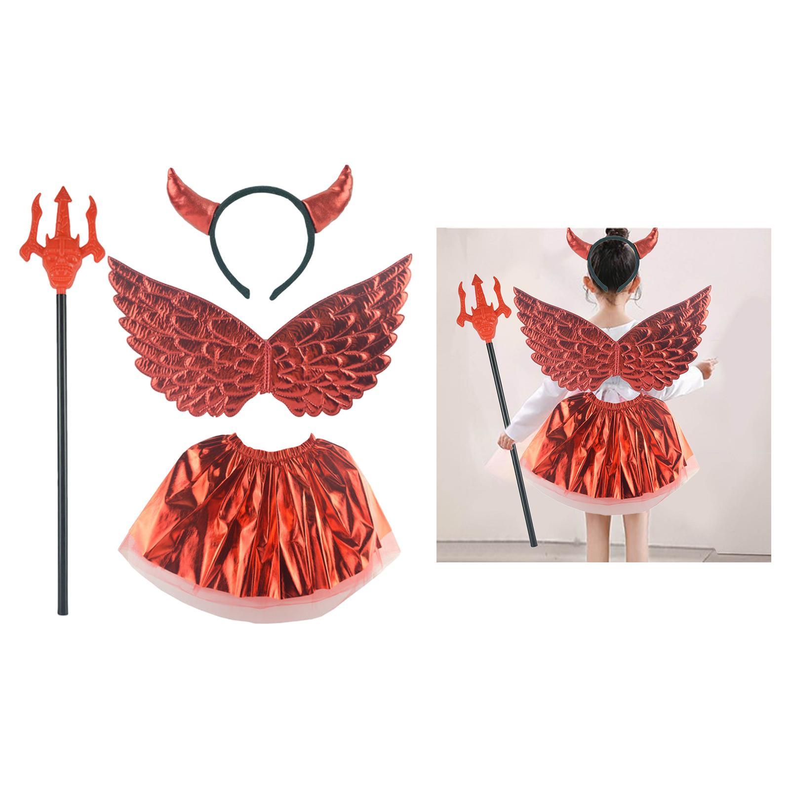 Halloween Devil Costume for Kids Playing Toys Party Gift Devil Hair Headband