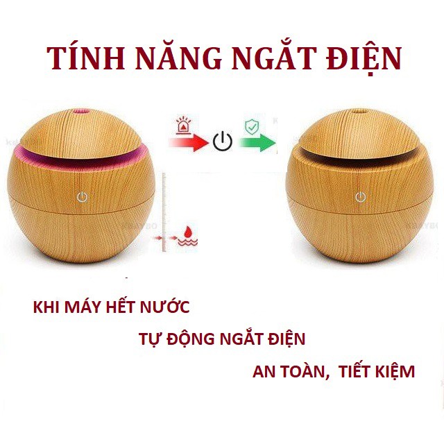 Máy khuếch tán tinh dầu giả gỗ mini 130ml tặng kèm tinh dầu sả chanh 10ml