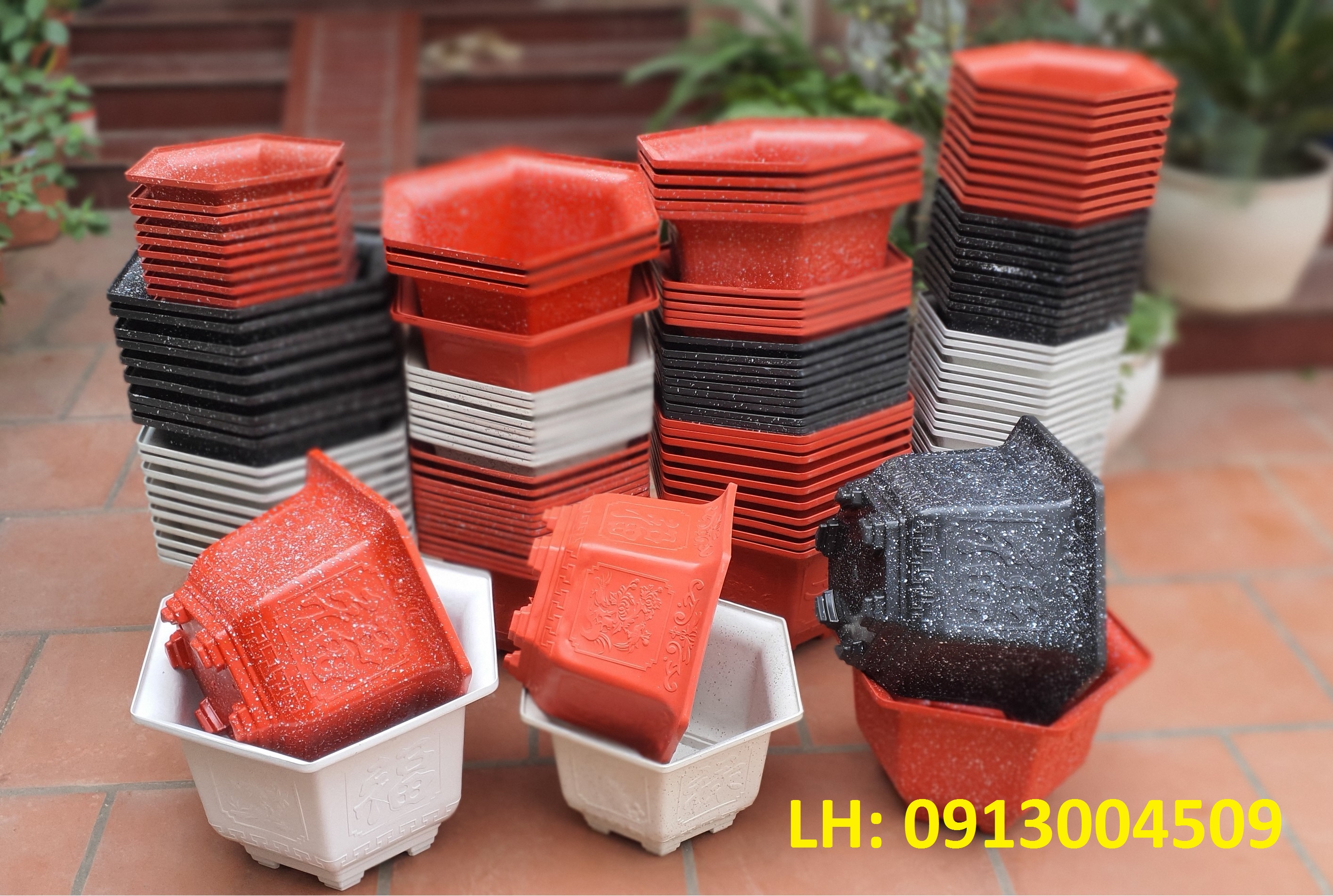 Chậu nhựa Lục giác thấp FAC 480 đa sắc màu