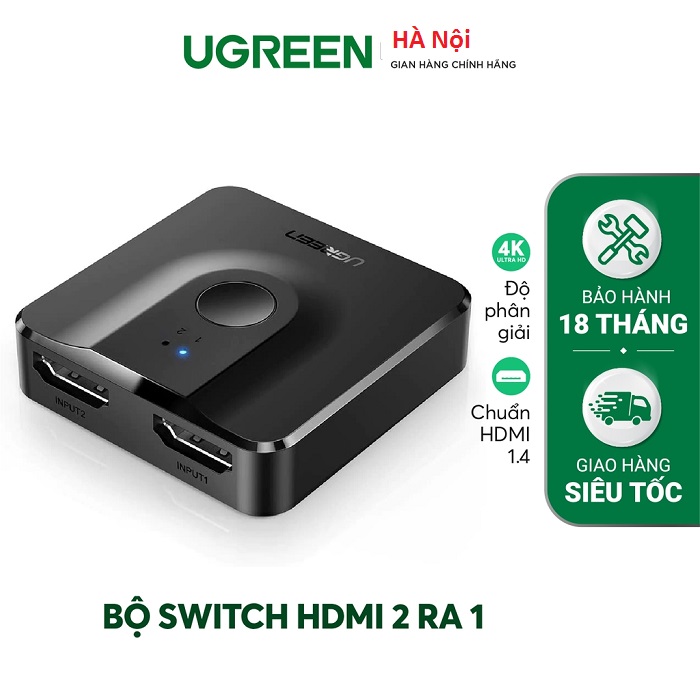 Bộ chuyển mạch HDMI 2 vào 1 ra (Hỗ trợ 2 chiều) chính hãng Ugreen 50966 hàng chính hãng