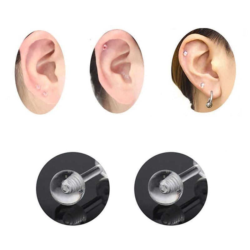 KHUYÊN TRONG SUỐT Giữ Lỗ - Khuyên Nhựa Sinh Học (6mm/8mm/10mm/12mm)