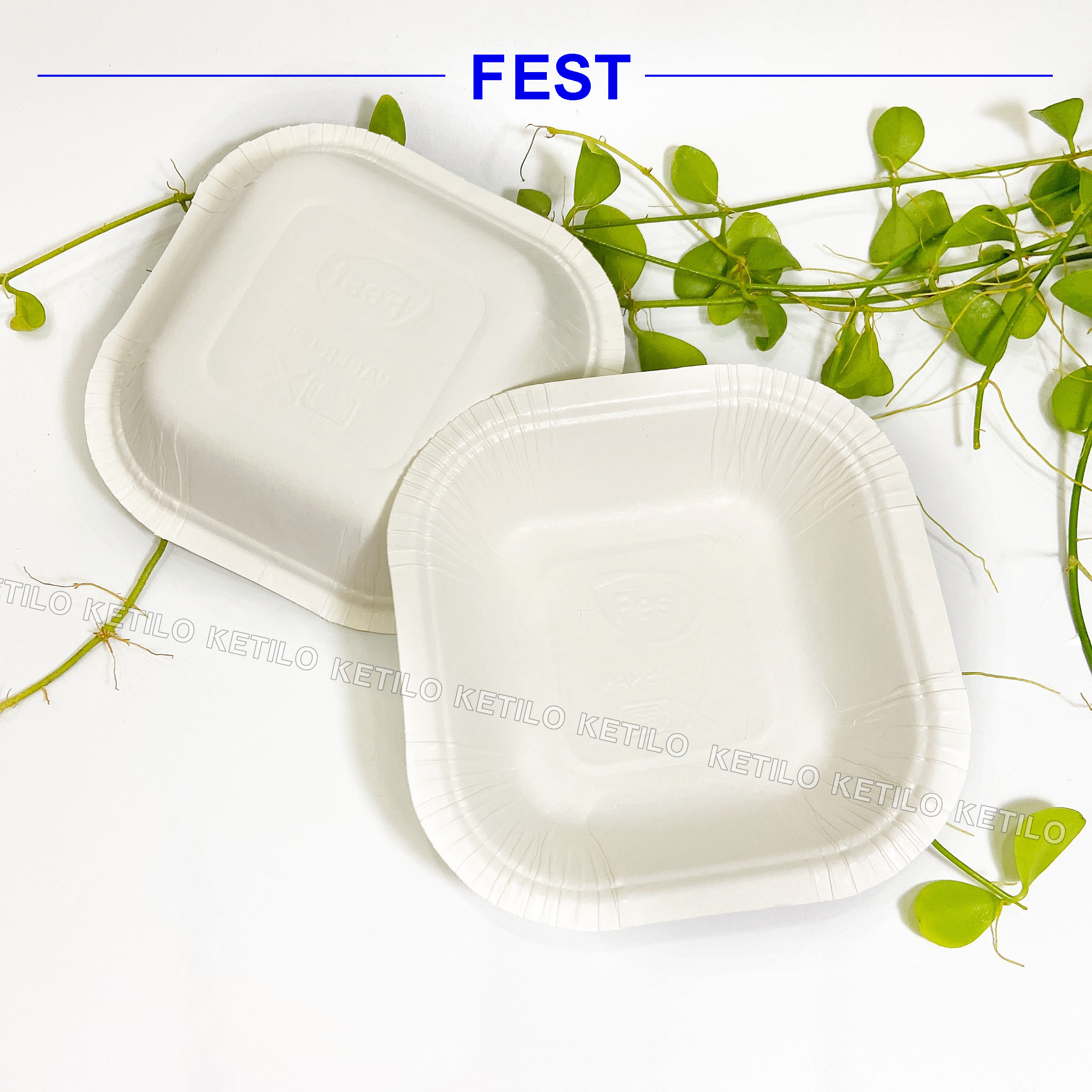 COMBO 50 Khay (Chén, Bát) Giấy FEST CHOICE FOOD TRAY 3x3 Inches THÁI LAN Hàng Nhập Khẩu Cao Cấp, Dùng 1 Lần Tiện Lợi, An Toàn - CHÍNH HÃNG F010 (Tặng Móc Khóa KETILO)