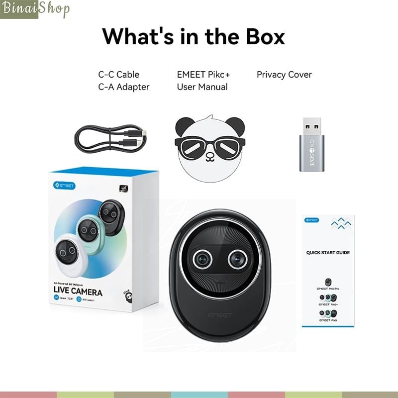 Emeet Piko 4K – Webcam UHD-4K AI, Mic 3 Chế Độ, Tự Động Lấy Nét Dành Cho Dạy Học, Họp Online, Livestream - Hàng chính hãng