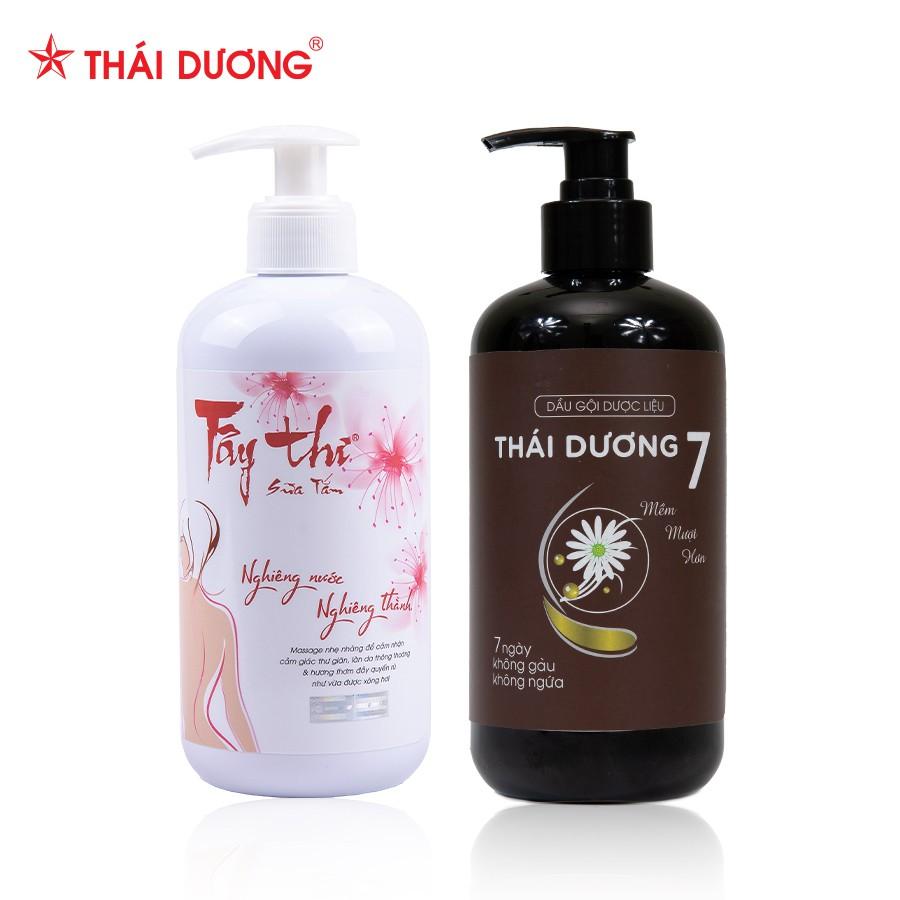 Bộ sản phẩm Dầu gội dược liệu Thái Dương 7 200ml/480ml & Sữa tắm Tây Thi 200ml/480ml