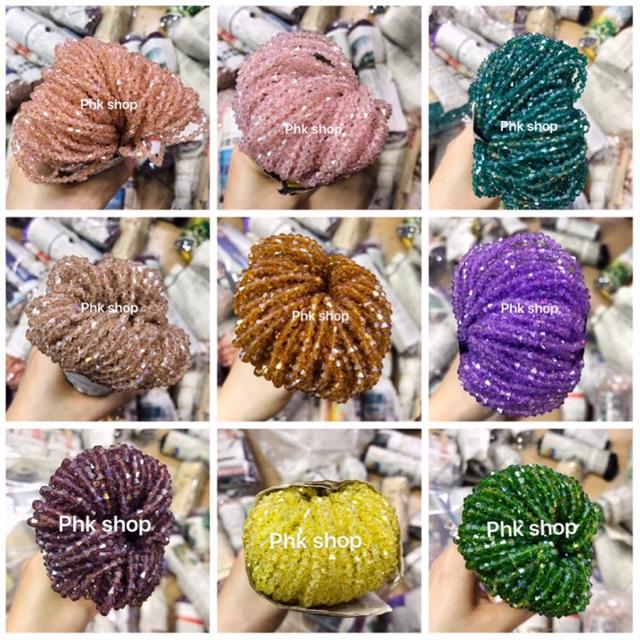Hạt pha lê 4mm kết áo nguyên liệu may đủ màu