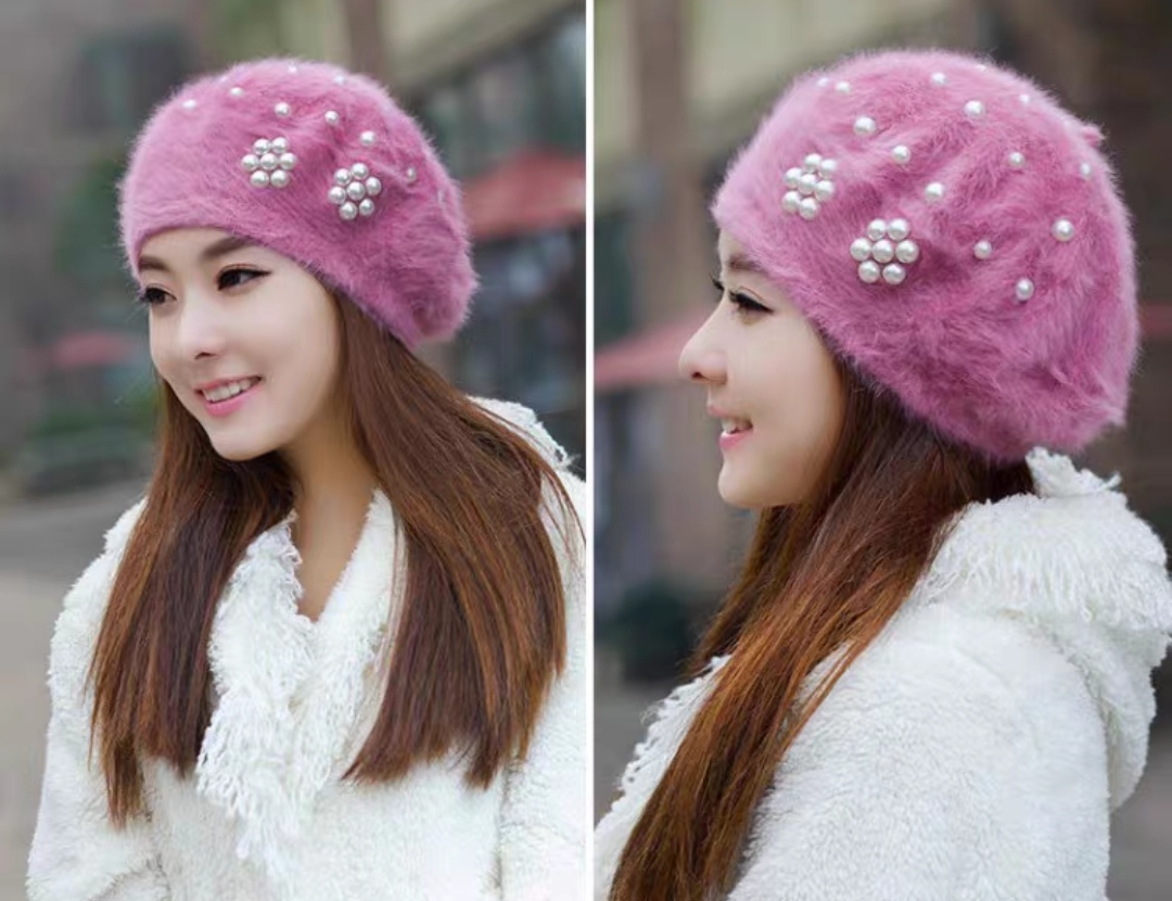 Mũ beret nón bere len lông thỏ thời trang Hàn Quốc dona21111215