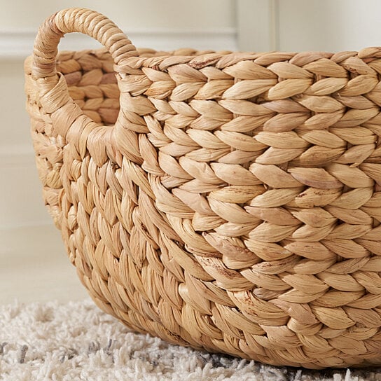 Giỏ cói đựng trái cây, đồ chơi URSPACE trang trí decor sắp xếp không gian/ ROUND HYACINTH STORAGE BASKET