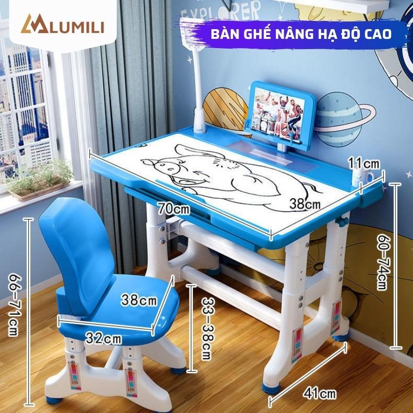 Bộ bàn ghế chống gù chống cận bàn học thông minh cho học sinh điều chỉnh độ cao 50x70 t500