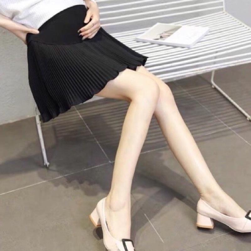 Chân váy bầu xếp ly dáng ngắn thời trang