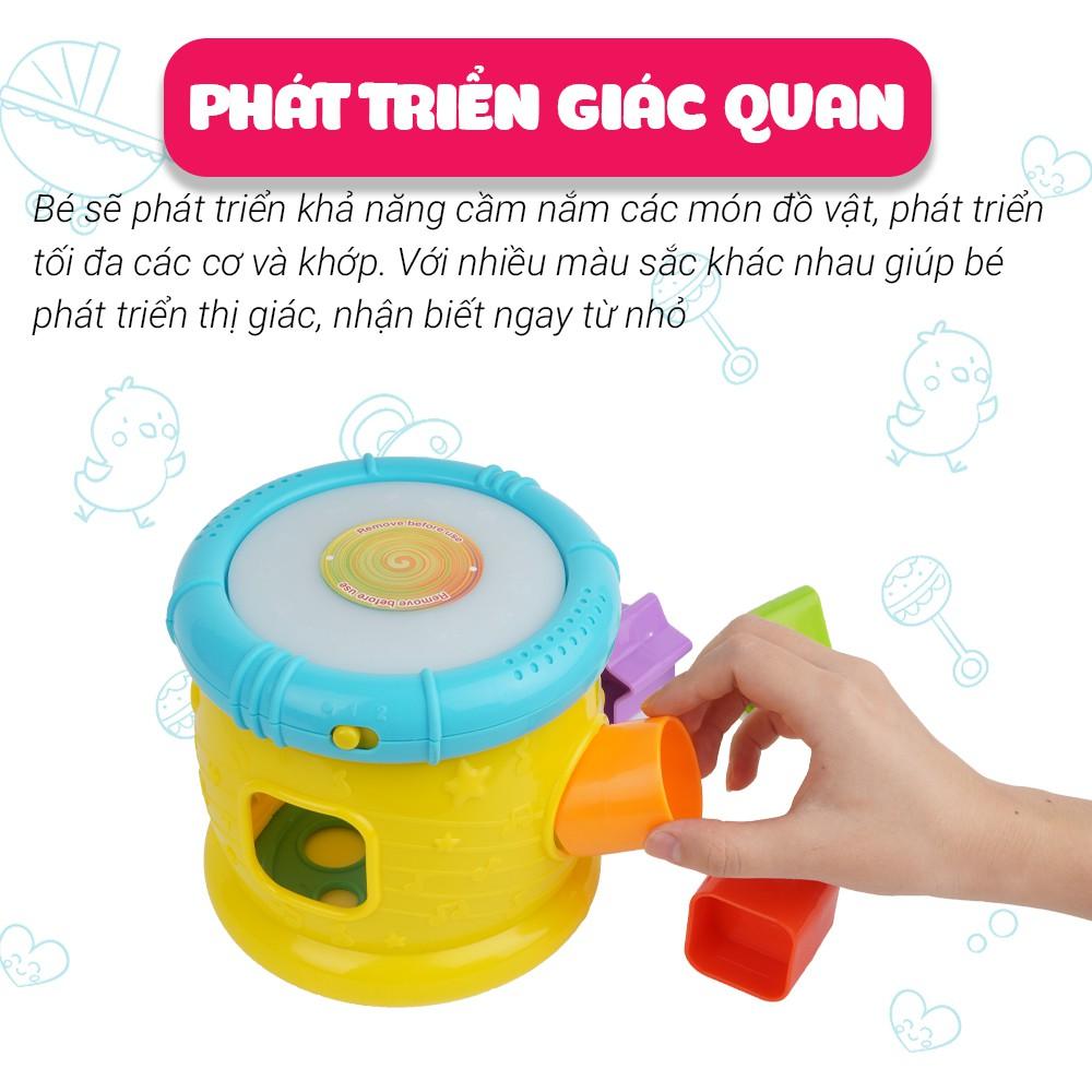 Đồ chơi phát triển tư duy - vận động tinh cho bé: Trống thả hình khối có đèn nhạc phát triển giác quan - Winfun 0748 - tặng đồ chơi tắm