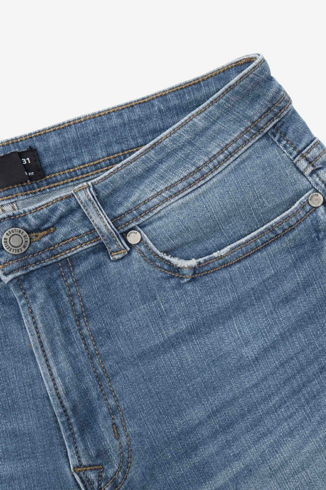 Quần jean nam ROUTINE trơn màu Xanh Indigo form.Slim - 10F23DPA026 | LASTORE MENSWEAR