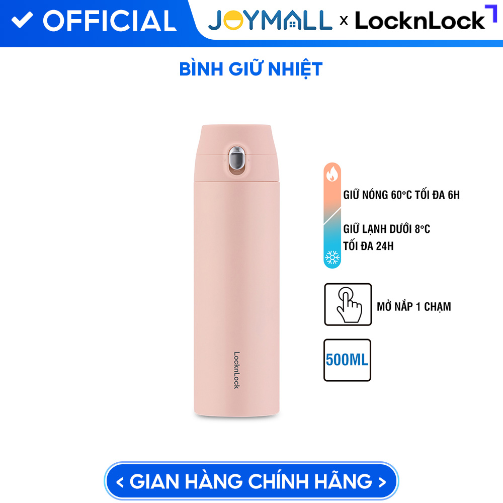 Bình Giữ Nhiệt LocknLock Featherlight One-touch Tumbler 500ml LHC3257PIK – Màu hồng
