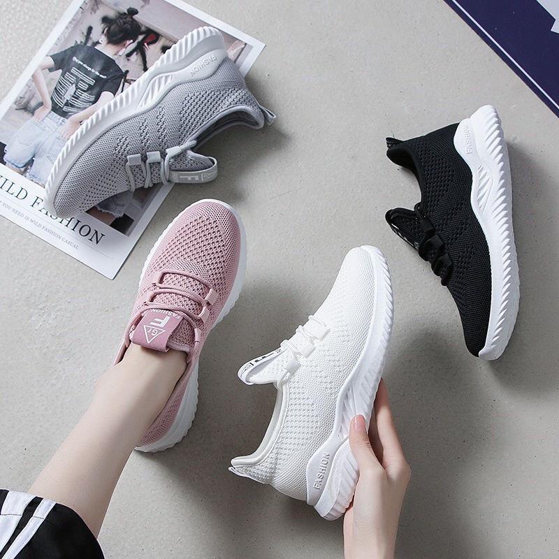 Giày thể thao nữ, giày sneaker nữ thoáng khí phối chữ F siêu nhẹ , êm chân