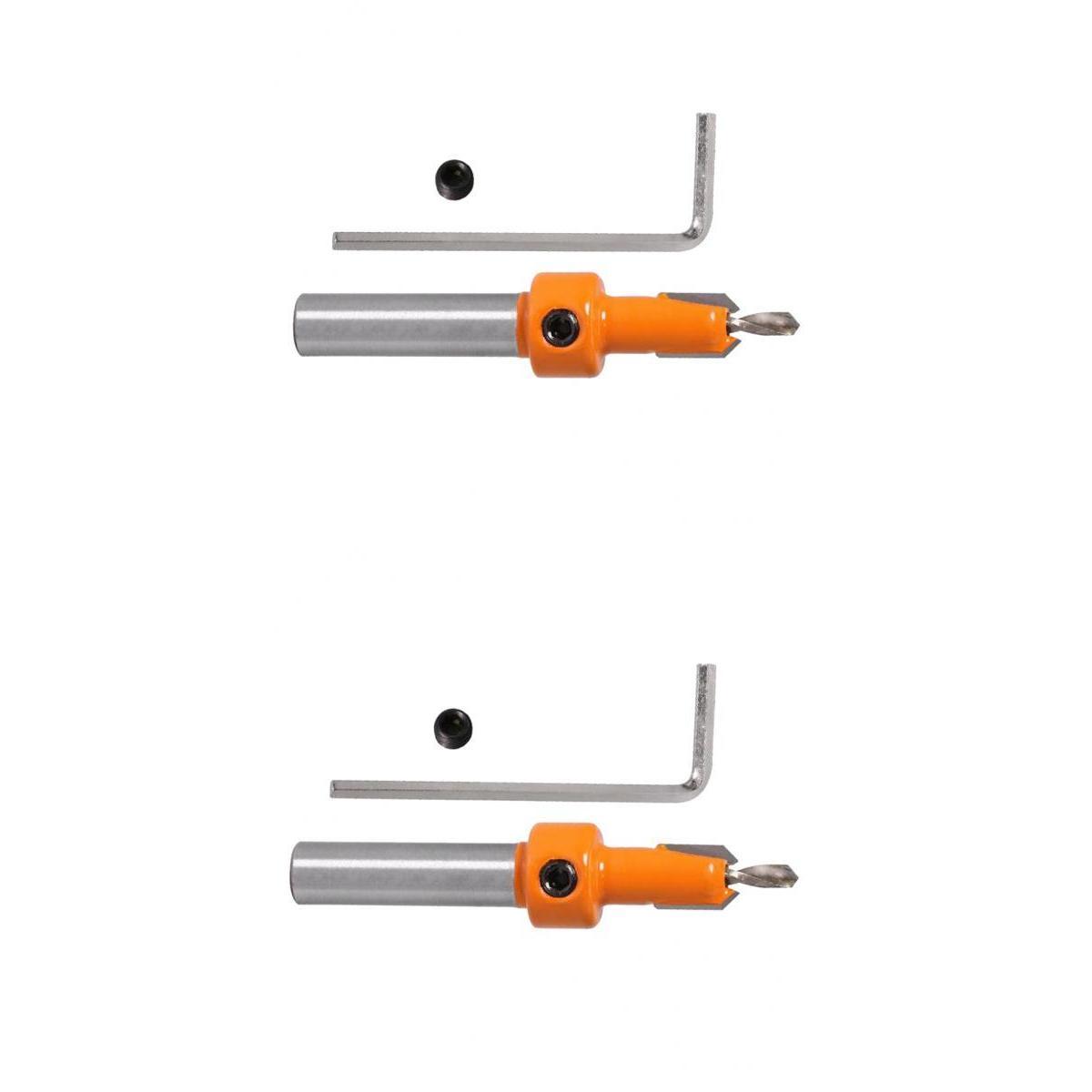2Pcs Countersink  - 8mm Shank Woodworking Chamfer Counter Bit with Key