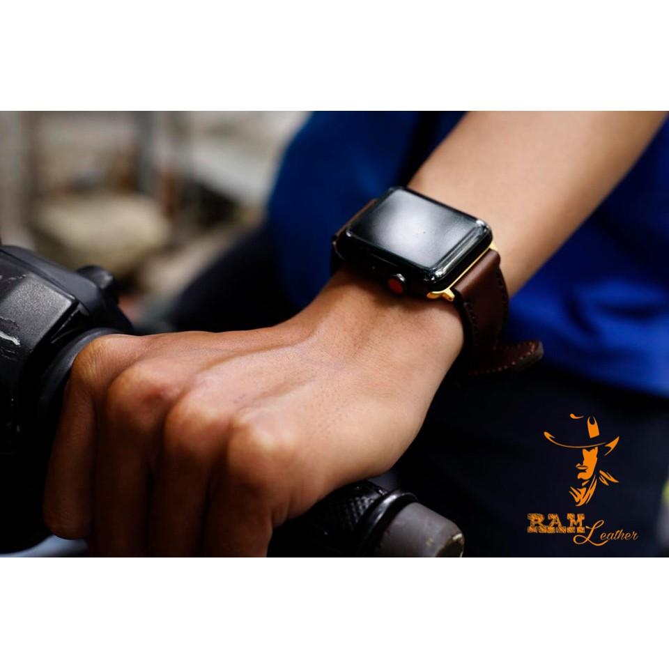 DÂY APPLE WATCH DA BÒ NÂU MẬN – RAM CLASSIC 1981ĐỦ SIZE APPLE WATCH 38/40, 42/44