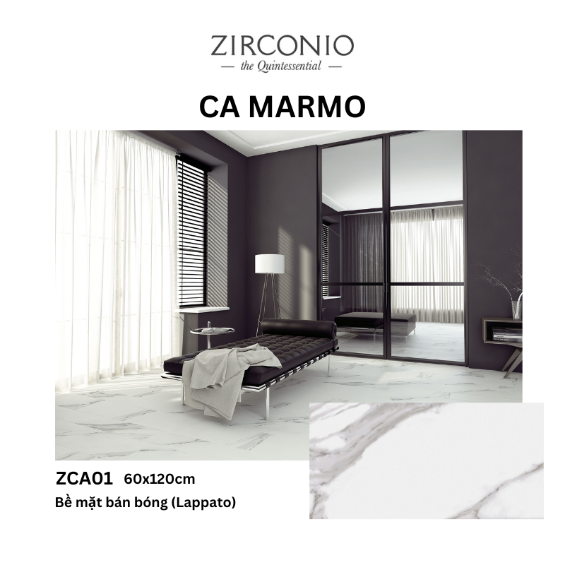 Gạch NIRO GRANITE - ZIRCONIO ZCA01 CA MARMO - 60x120cm - 2 viên/thùng(1.44m2)