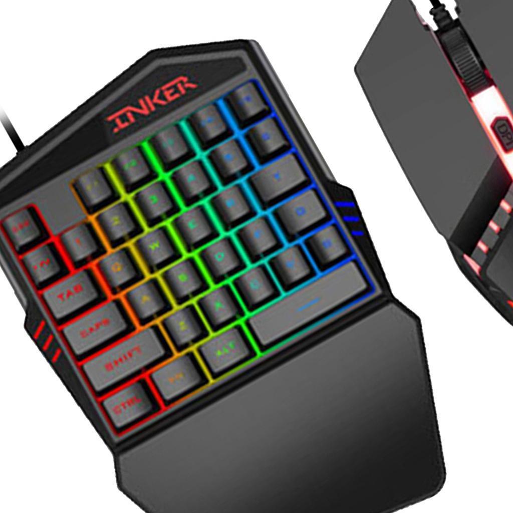 Hand Gaming Keyboard and Mouse Combo, 35 Keys Wired Mechanical Feel Backlit