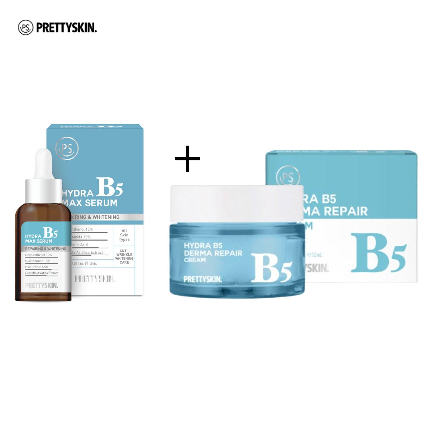 Combo 2 Tinh chất phục hồi dưỡng trắng Hydra B5 Max Serum và Kem dưỡng phục hồi dưỡng trắng Hydra B5 Derma Repair Cream