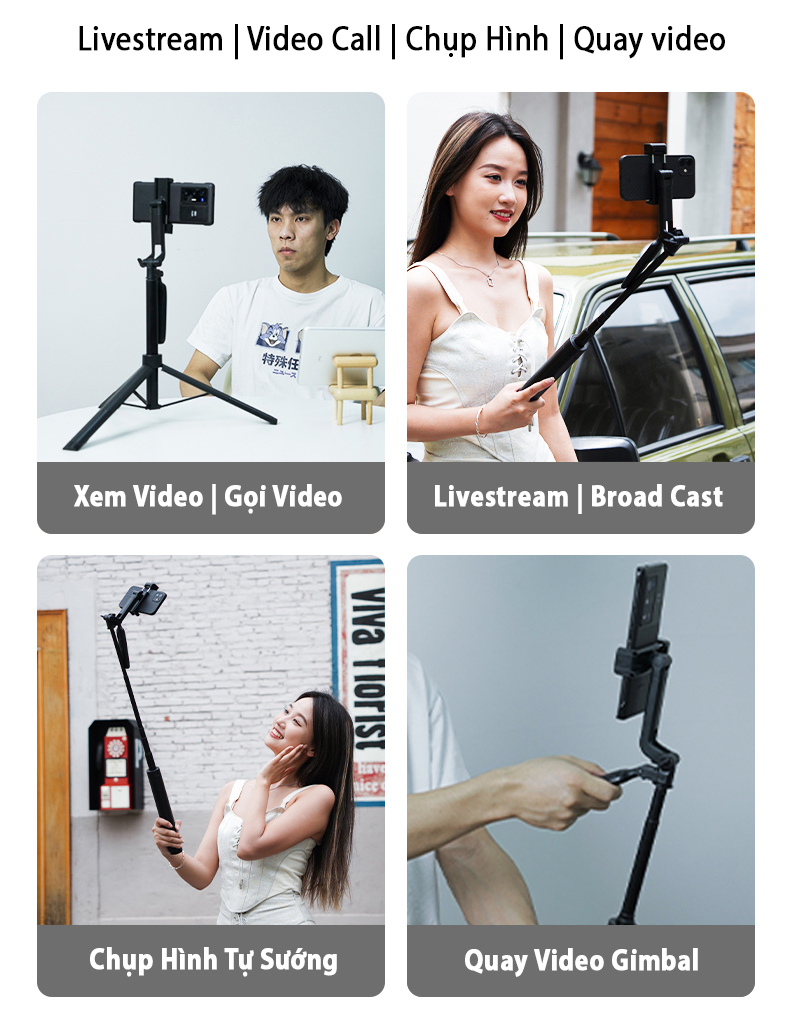 Gậy Chụp Hình Tay Cầm Gimbal Chống Rung CYKE A66 Quay Chụp Video Xoay 360º Ổn Định, Chụp Tự Sướng Selfie Du Lịch Cầm Tay Thu Gọn, Chân Đứng Ổn Định Chống Ngã, Điều Khiển Từ Xa Bluetooth Sử Dụng Được Với APP, Hàng Chính Hãng