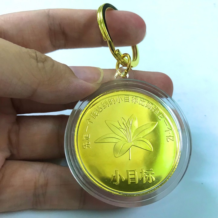 Móc khóa Xu con Cọp 1 Yi Trung Quốc Vàng, Dùng để trang trí chìa khóa, tăng tính thẩm mỹ, mang lại may mắn, kích thước 5cm, màu vàng - TMT Collection - SP005343