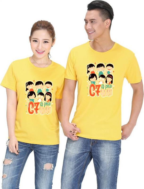 Bộ Áo Thun Đôi Nam Nữ  Màu Vàng A572