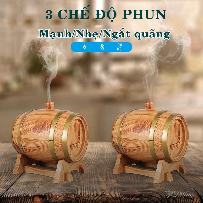 Máy Xông Tinh Dầu Đèn Xông Tinh Dầu Cao Cấp Thùng Rươu Gỗ Sang Trọng