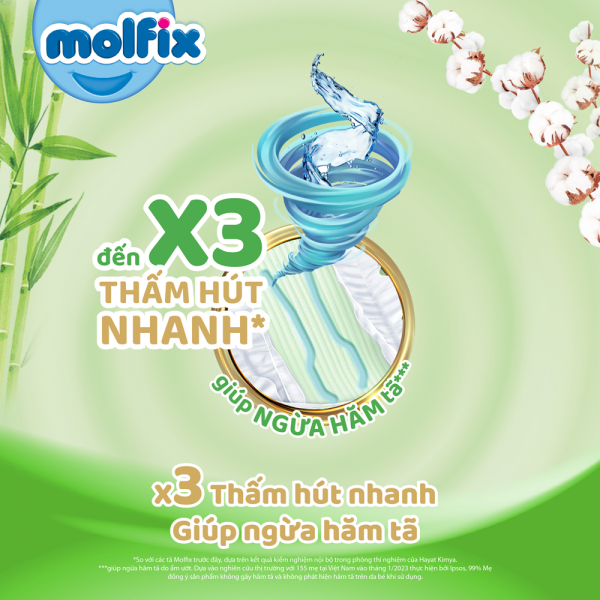 (MẪU MỚI 2024)Tã/bỉm QUẦN Molfix Thiên nhiên Thổ Nhĩ Kỳ size L68+6 miếng