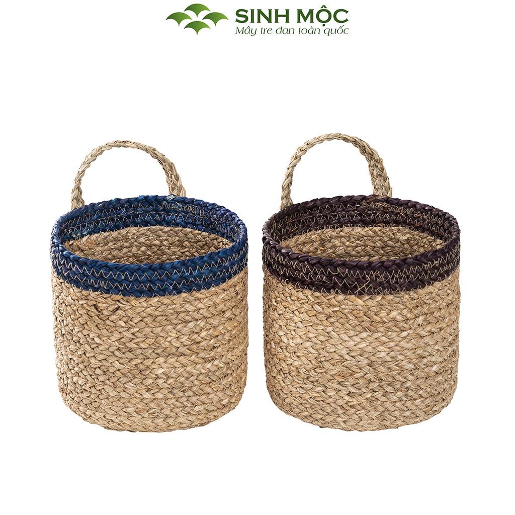 Giỏ cói, giỏ mây tre đan, giỏ cói trồng cây, Decor đựng đồ Sinh Mộc - M1005