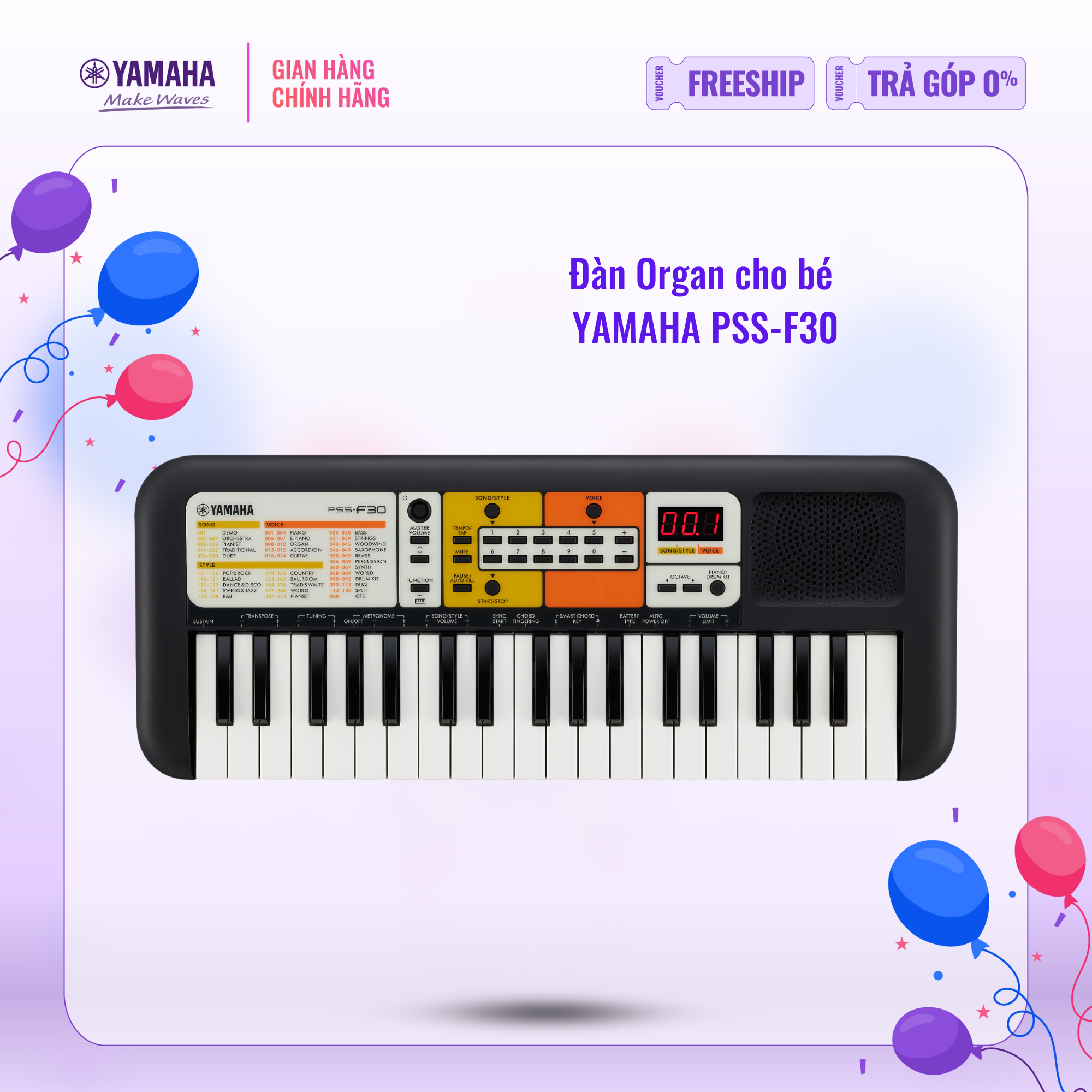 Đàn Organ Điện Tử Keyboard Yamaha Cho Bé Pss - F30 Với Hơn 100 Tiếng Nhạc Và Nhạc Đệm, Phù Hợp Cho Trẻ Em Trên 6 Tuổi