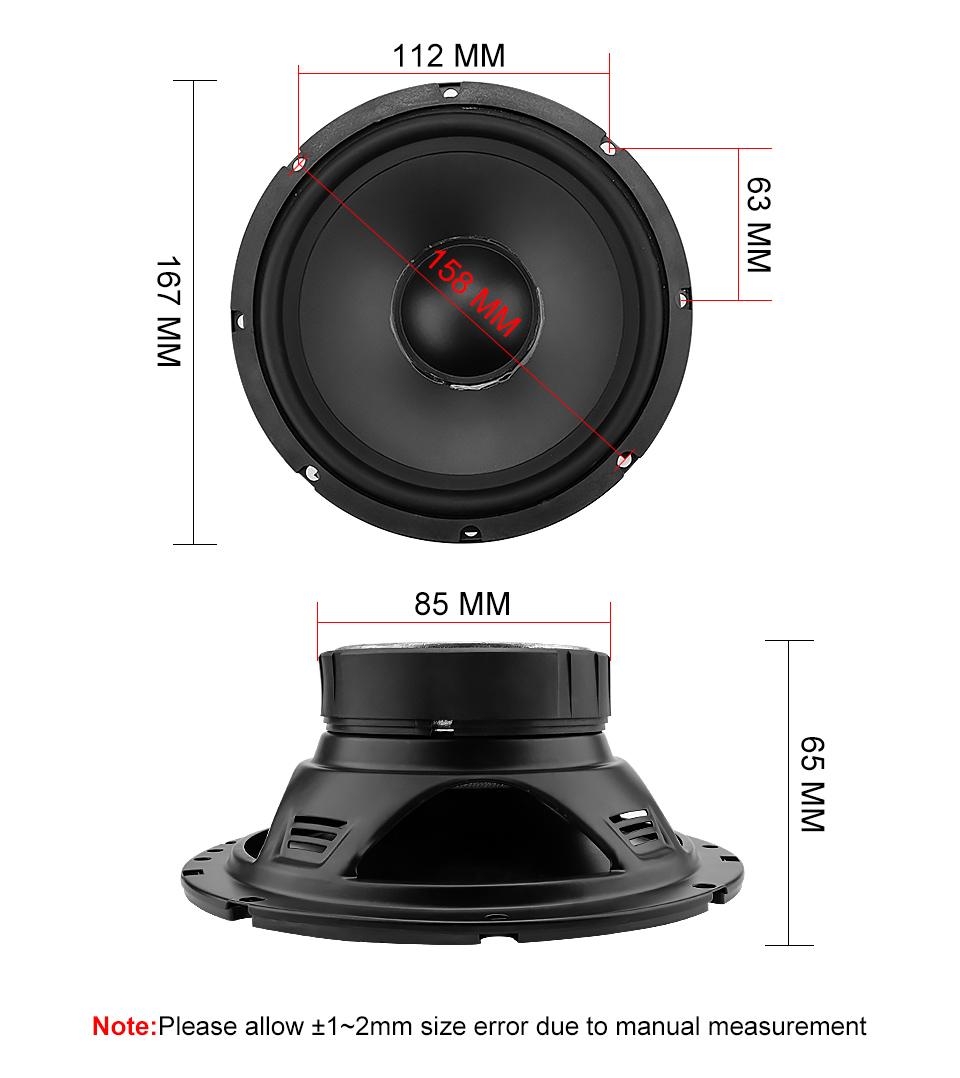 Aiyima 1pc loa trầm 6,5 inch loa midrange 4 8 ohm 30W loa chống nước nhà hát bass pp basin cao su loa ngoài trời Color: 8 Ohm Speaker