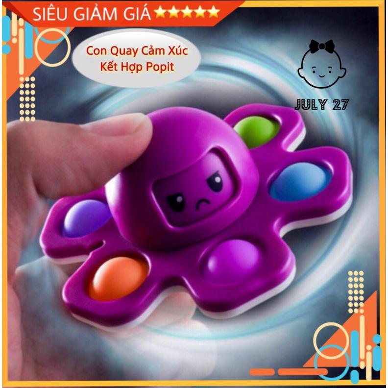 Spinner Popit, Bạch Tuộc Cảm Xúc, Làm từ nhựa ABS an toàn, giúp bé thư giãn, kích thước 4 x 9cm