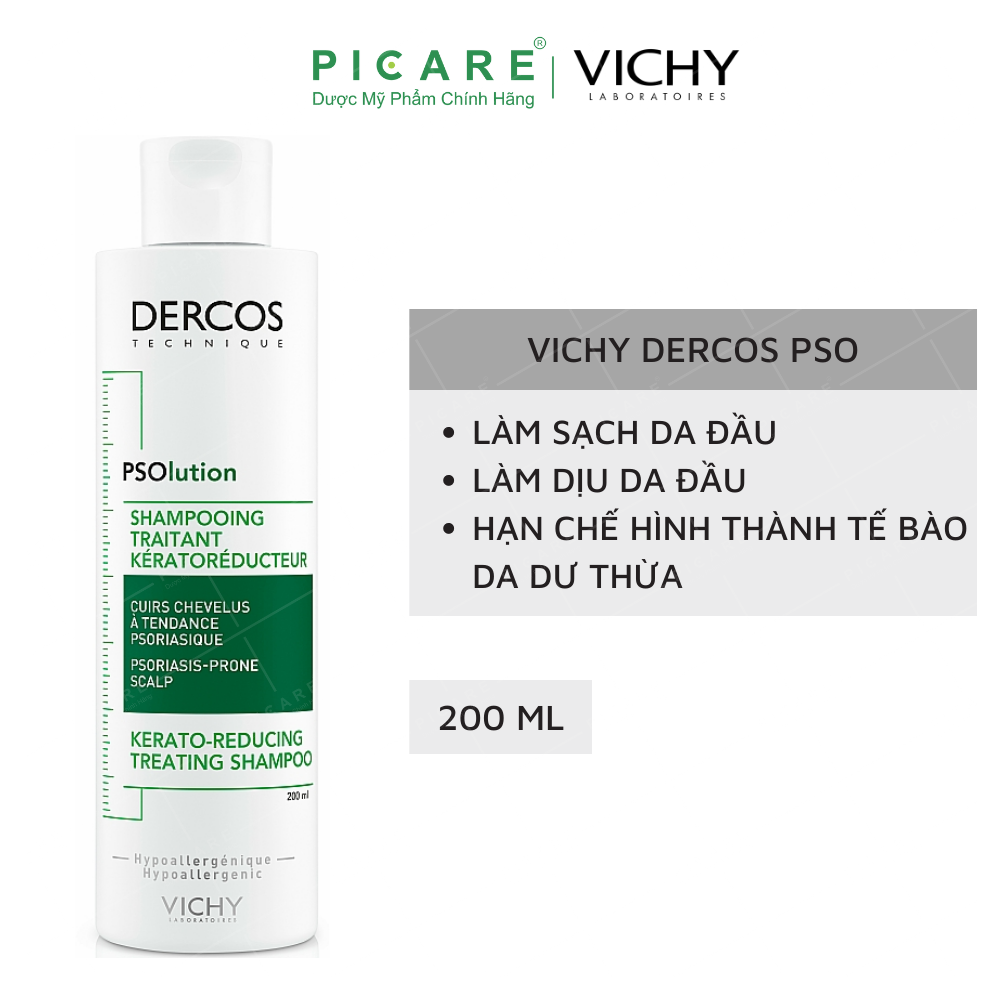 Dầu Gội Vichy Giảm Tình Trạng Bong Tróc Cho Da Đầu Gàu Và Ngứa Dercos PSOlution Keratoreducing Treatment Shampoo 200ml