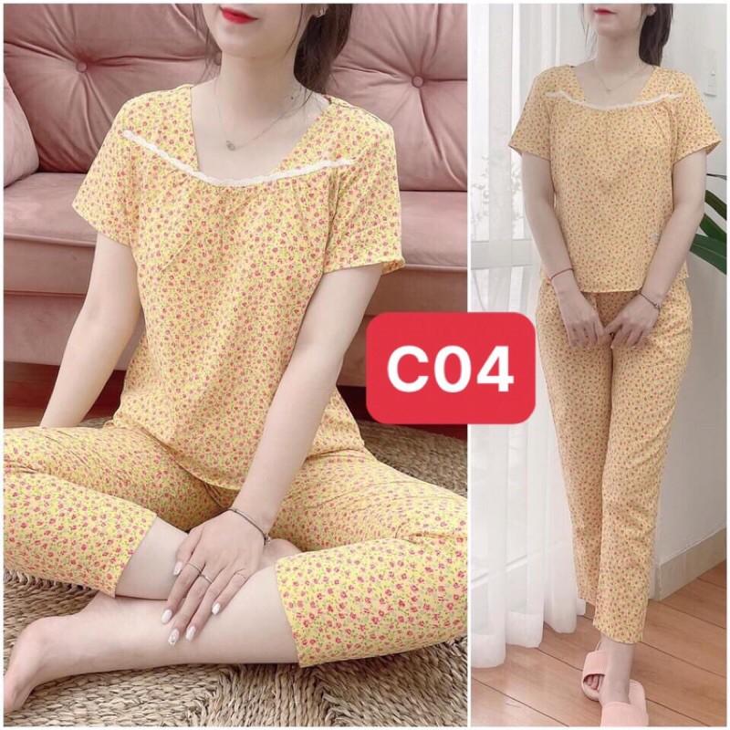 Bộ mặc nhà chất lụa hàn mềm mịn, thấm hút mồ hôi, không nhăn, đủ size