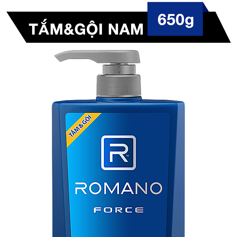 Bộ 2 Chai Tắm gội 2in1 Romano Froce (650ml*2)+ Tặng 10 gói dầu gội Romano