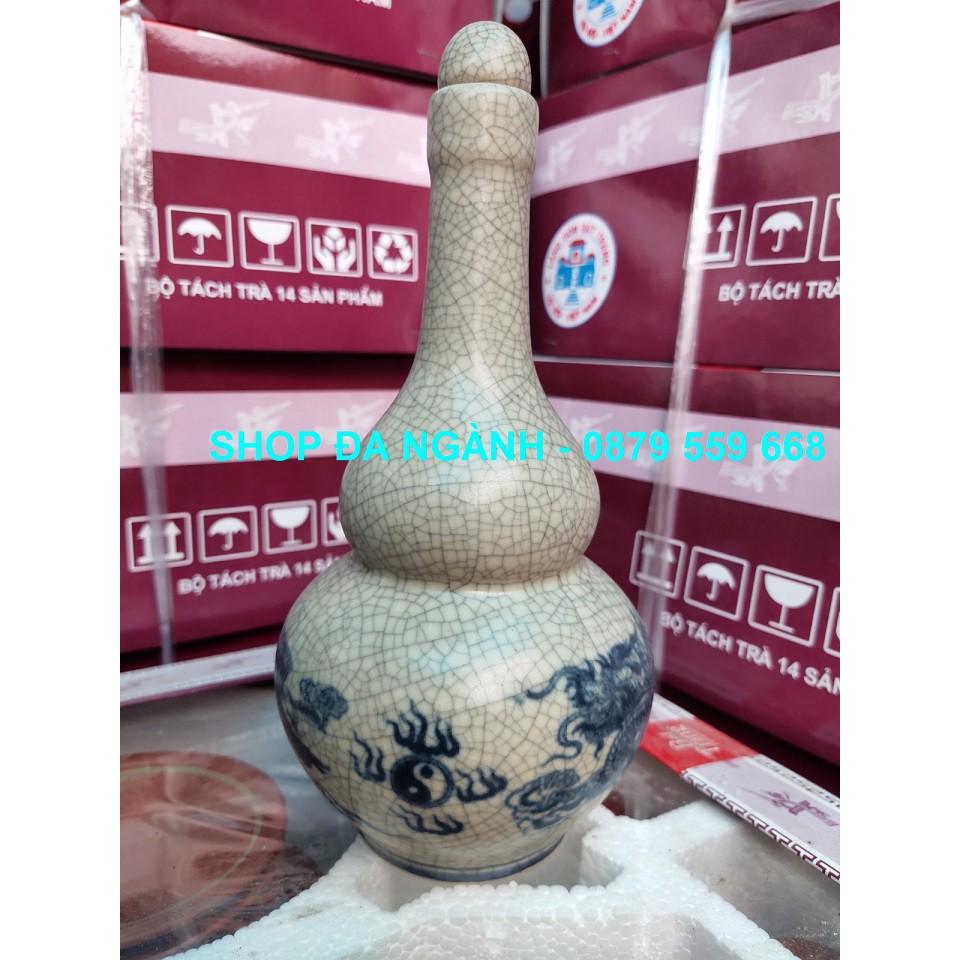 Nậm hai bầu men rạn cao 19 cm