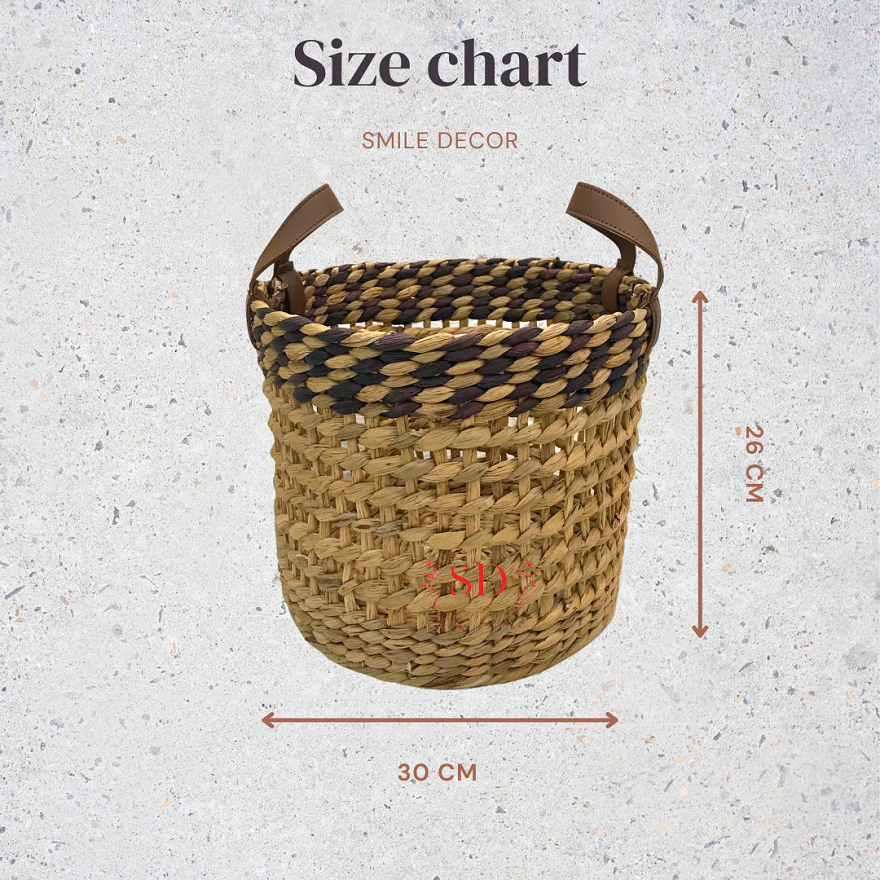 Giỏ lục bình đựng đồ phối màu quai simili Smile Decor