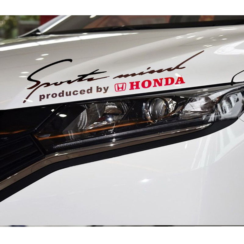 Tem decal chữ Sports mind produced by HONDA dán xe oto HONDA màu đen đỏ kt 30x8cm