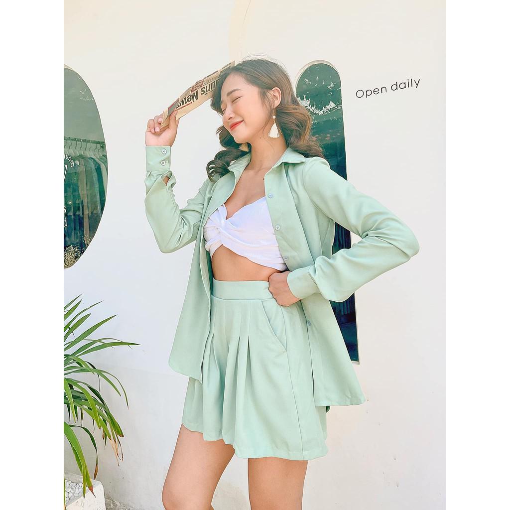 Áo sơmi mùa hè màu bơ