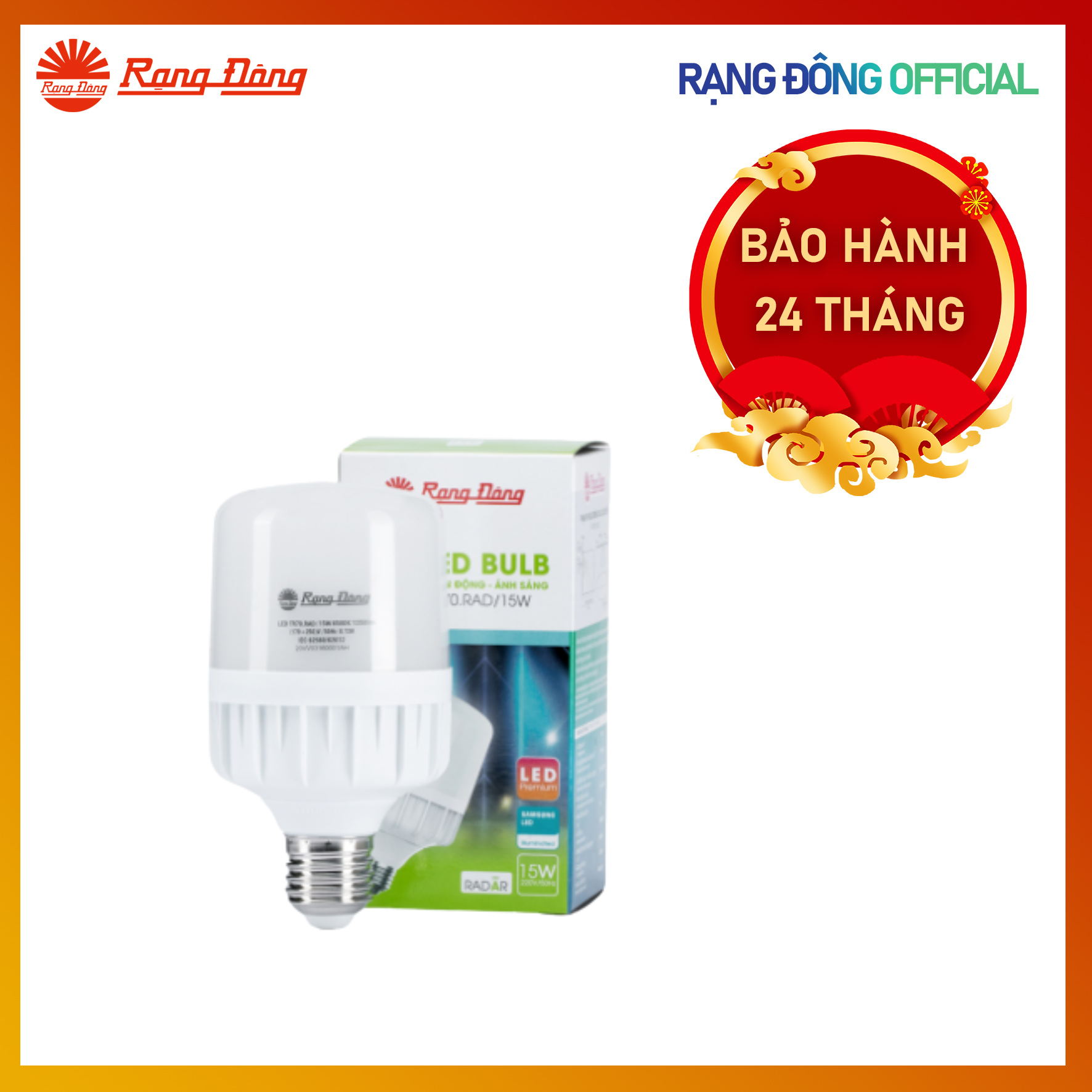 Combo 4 Bóng đèn LED Bulb Cảm Biến Model: TR70 15W.RAD Ánh sáng Trắng