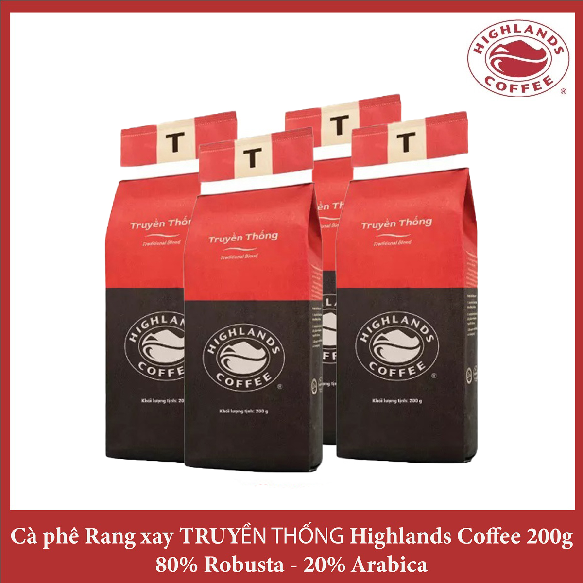 Traditional Blend Combo 3 gói Cà phê Rang xay Truyền thống Highlands Coffee 200g